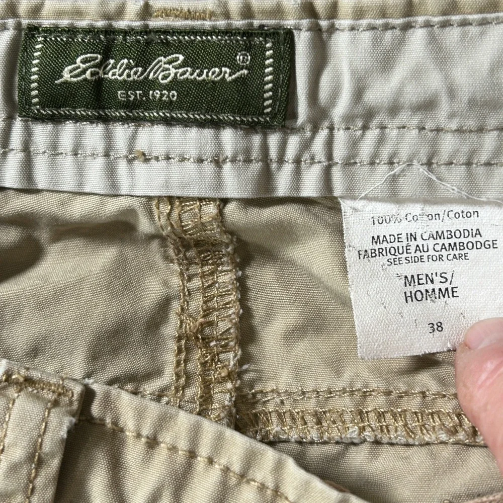 Eddie Bauer Mens Khaki Cotton Drawstring Utility Shorts Size‎ 38 Tan Outdoor